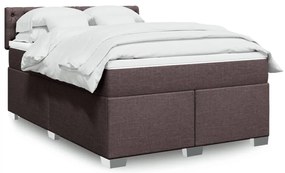 vidaXL Cama com molas/colchão 140x200 cm tecido castanho-escuro