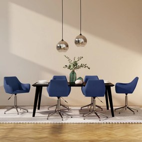 vidaXL Cadeiras de jantar giratórias 6 pcs tecido azul