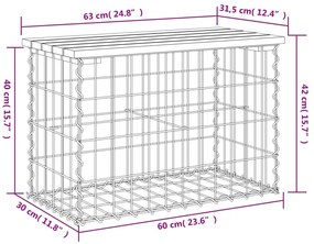 Banco de jardim c/ design gabião 63x31,5x42 cm pinho impregnado