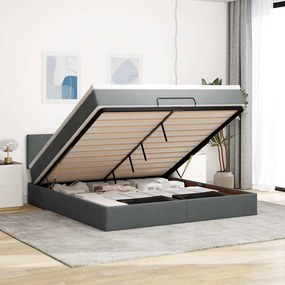 Estrutura de cama otomana com colchão 180x200cm cinzento escuro