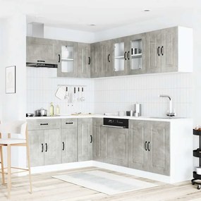 11 peças armário de cozinha conjunto Kalmar concreto cinza