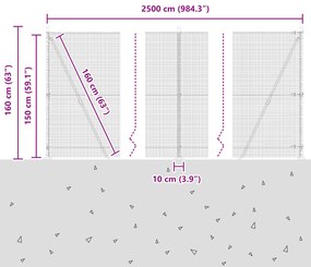Conjunto de Poste de Cerca 2 Unidades Cinza Metal 25 x 1,5 m