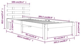 Estrutura de cama 100x200 cm madeira maciça