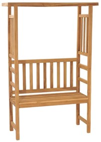 vidaXL Banco de jardim com pérgola 115 cm madeira de teca maciça