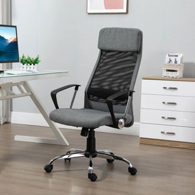 Vinsetto Cadeira de escritório ergonômica giratória e basculante com altura de assento ajustável 62x62x118-128 cm Cinza