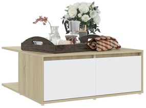 Mesa de centro derivados de madeira branco e carvalho sonoma