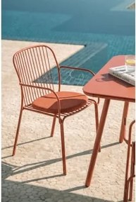Pack De 2 Cadeiras De Jardim Com Apoios De Braços Em Aço Anerina Terracota & Terracota - Sklum