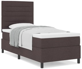 Cama Box com Colchão Castanho Escuro Solteiro Tecido