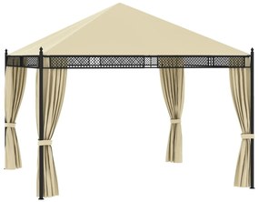 vidaXL Gazebo com cortinas 3,5x3,5x3,1m 140g/m² vime PE creme