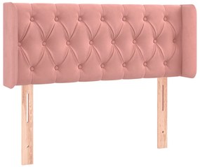 Cabeceira de cama c/ luzes LED veludo 93x16x78/88 cm rosa
