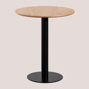 Mesa De Bar Redonda Em Mdf Xiren Castanho Madeira Natural - Preto & Ø70 Cm - Sklum