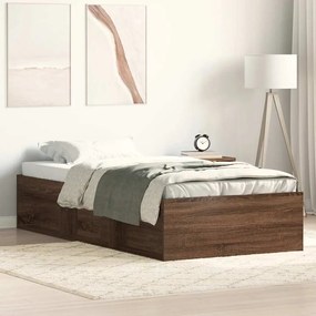 Estrutura de cama solteiro 75x190 cm carvalho castanho