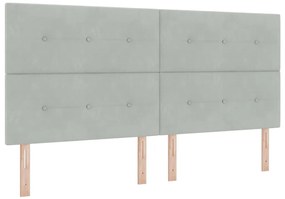 Cama Box com Colchão vidaXL Cinza Claro 200x200 cm Veludo