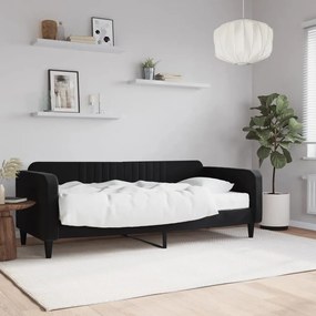 Sofá-cama com colchão 90x200 cm veludo preto