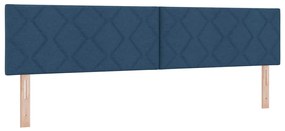 Cama Box Spring com Colchão &amp; LED Azul 200x200 cm Tecido
