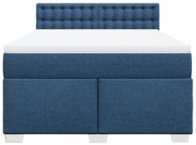 Cama com molas/colchão 140x200 cm tecido azul