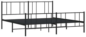Estrutura de cama com cabeceira e pés 183x213 cm metal preto