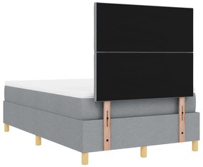 Cama Box Spring com Colchão Cinza Claro 120x200 cm Tecido