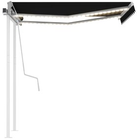 Toldo retrátil manual com LED 3x2,5 m antracite