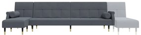 Sofá-cama em forma de L 271x140x70 cm veludo cinzento-escuro