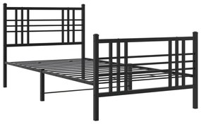 Estrutura de cama com cabeceira e pés 107x203 cm metal preto