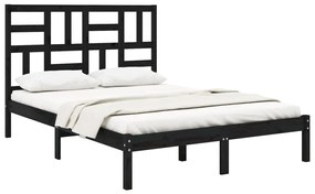 Estrutura cama pequena casal 120x190 cm pinho maciço preto