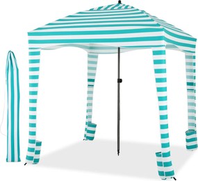 Tenda Guarda-sol de praia portátil com parede lateral amovível Bolsa de transporte 8 sacos de areia Proteção solar Exterior 183 x 183 cm Verde