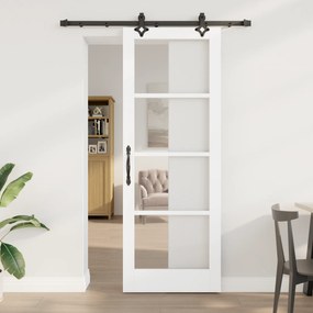 vidaXL Porta Deslizante com Conjunto de Hardware Branca 78x211 cm de Madeira Sólida de Pinus