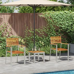 Conjunto de Jantar de Jardim vidaXL 3 Peças Madeira Sólida de Teca