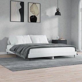 Estrutura de cama 150x200 cm derivados madeira branco brilhante