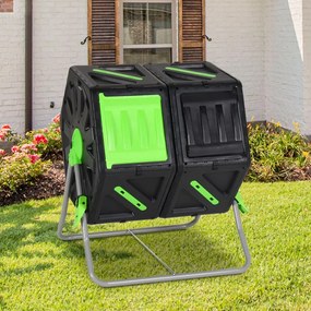 vidaXL Compostor giratório compartimento duplo 63x60x74 cm 140 L PP