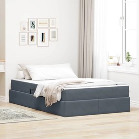 vidaXL Cama com arrumação e colchão Cinza Escuro 120 x 190 cm Veludo