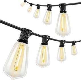 HOMCOM Cordão Luminoso Luzes Cortina 50 LED IP44 Impermeável 18 m Branco Quente | Aosom Portugal