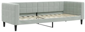 Sofá-cama com gavetão 80x200 cm veludo cinzento-claro