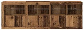 Aparador com Luzes LED Madeira Velha 202x37x67 cm Madeira Reabilitada