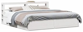 vidaXL Estrutura de cama com cabeceira 200x200 cm pinho maciço branco