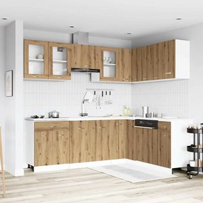 vidaXL 11 pcs armário cozinha conj. deriv. madeira carvalho artisiano