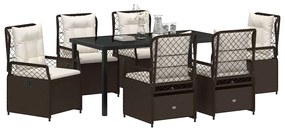 Conjunto de Jantar de Jardim 7 Peças Castanho em Rattan Sintético