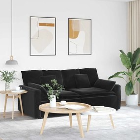 vidaXL Sofá modular com almofadas preto