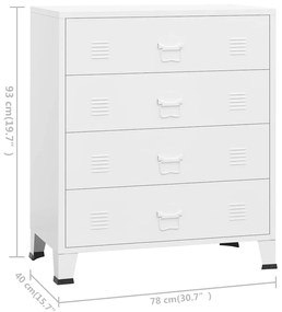 Cómoda industrial 78x40x93 cm metal branco