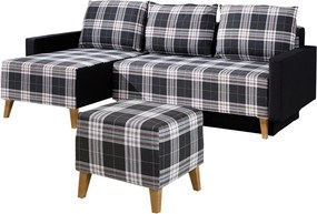 Conjunto de mobiliário com estofo Etrmoru 137, Cama com arrumação, Tecido, Pernas: Plástico