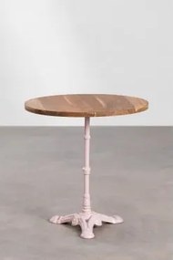Mesa De Bar Redonda Em Madeira De Acácia Azteca Madeira De Acácia - Rosa Algodão Doce & Ø70 Cm - Sklum