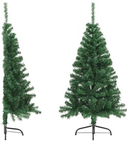 Meia árvore de Natal artificial com suporte 120 cm PVC verde
