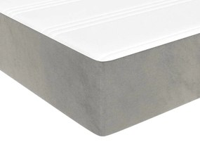 Colchão de molas ensacadas 100x200x20 cm veludo cinza-claro
