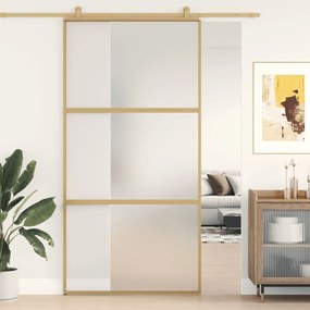 Porta deslizante 102,5x205 cm vidro ESG fosco/alumÃnio dourado