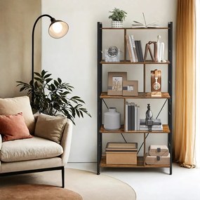 Estante de 5 prateleiras para livros 30 x 74 x 150 cm castanho-preto