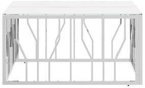 Mesa de centro 80x80x40 cm aço inoxidável e vidro prateado