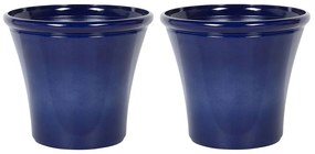 Conjunto de 2 vasos para plantas em fibra de argila azul marinho 50 x 50 x 44 cm KOKKINO Beliani