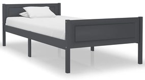 Estrutura de cama 100x200 cm madeira pinho maciço cinzento