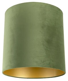 Abajur de veludo verde 40/40/40 com interior dourado